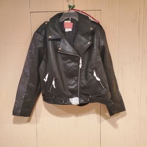 Azalea Wang moto jacket bling crystals plus size 1X